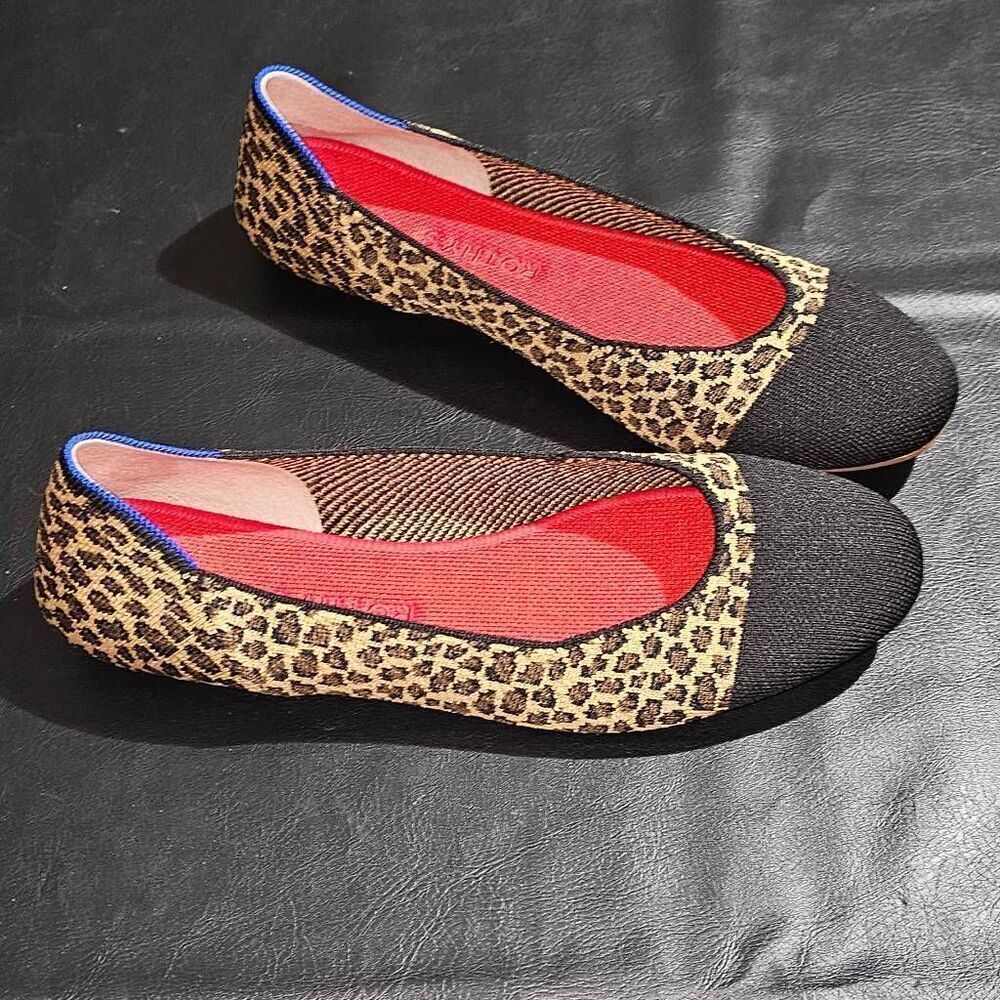 Rothy's Womens Little Cat Square Toe Leopard‎ Print Flats Shoes 10.5